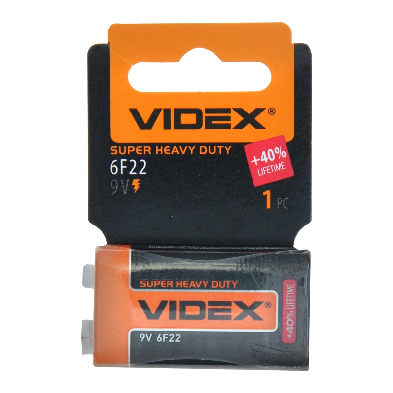 Батарейка солевая Videx 9V 6F22 крона