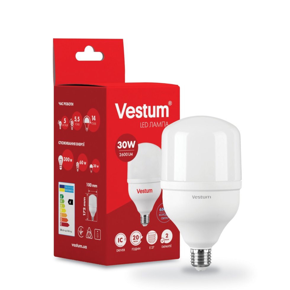 Лампа LED vestum T100 30W 6500K 220V E27