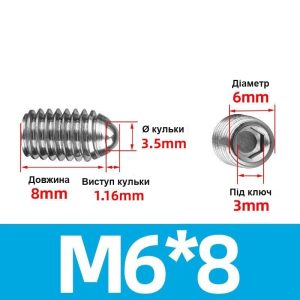 Плунжер шариковый винтовой М6 - 8 мм